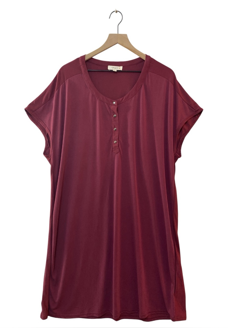 Umgee Modal Blend Shift Dress Size XL Burgundy Lightweight Silky Soft Versatile